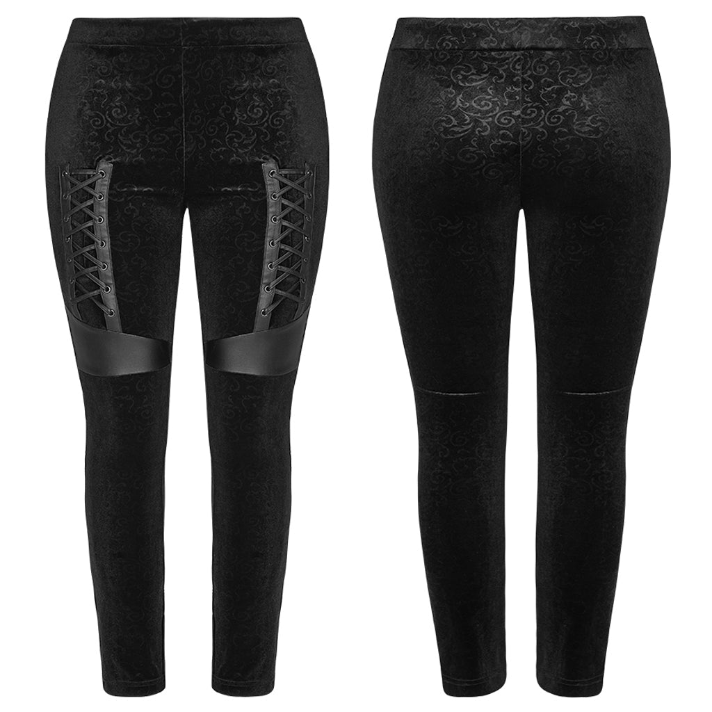 Women's Black Corset-Detail Leggings – L–5XL
