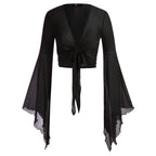Women's Gothic Tie-Hem Crop Top