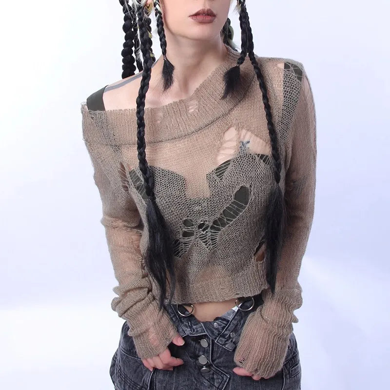 Women's Gothic Cropped Long Sleeve Top