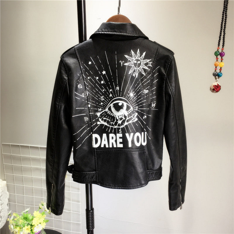 Women's Black Cropped Faux Leather Jacket – S–XXL