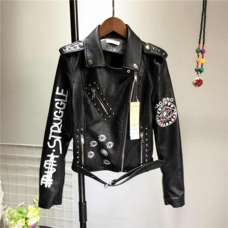 Women's Black Cropped Faux Leather Jacket – S–XXL