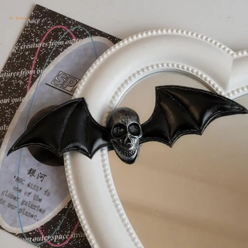 Black Skull & Bat Wing Hair Clip