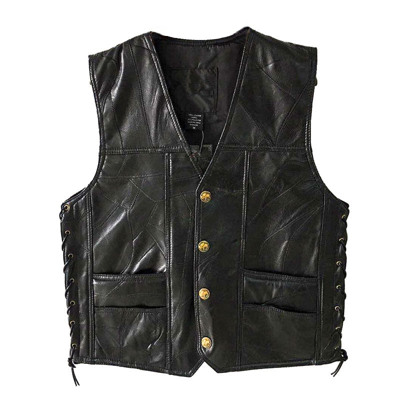 Multi-Pocket Punk Faux Leather Vest