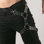 Men's Black Gothic Faux Leather Thigh Harness – Adjustable