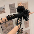 Women's Black Lolita Lace Fingerless Gloves