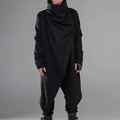 Men's Black High-Collar Long Coat – S–4XL