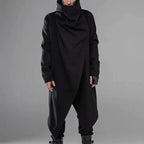 Men's Black High-Collar Long Coat – S–4XL