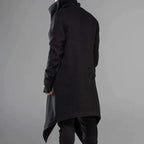 Men's Black High-Collar Long Coat – S–4XL