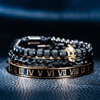 Men's Gothic Skull Bracelet Set with Cubic Zirconia – 3 Colours