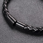 Men's Black Gothic Leather Skull Bracelet – 21cm