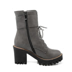 Women's Gothic PU Ankle Boots – Black or Grey