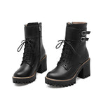 Women's Gothic PU Ankle Boots – Black or Grey