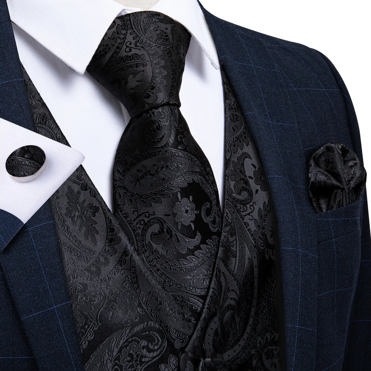 Black Paisley Formal Vest Set