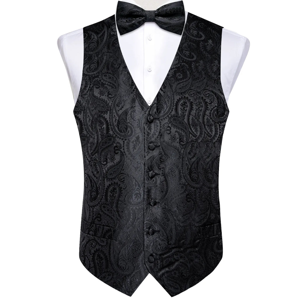 Black Paisley Formal Vest Set
