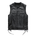 Cowhide Motorcycle Leather Vest – S–XXL