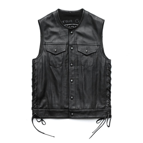 Cowhide Motorcycle Leather Vest – S–XXL