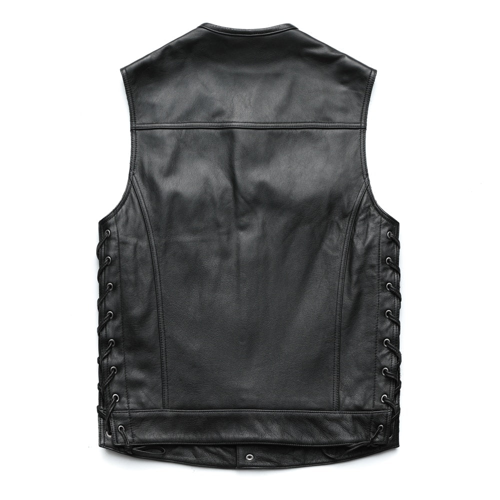 Cowhide Motorcycle Leather Vest – S–XXL