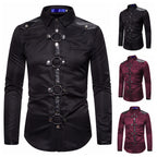 Men's Gothic Long Sleeve Shirt – Black & Red – S–XXL