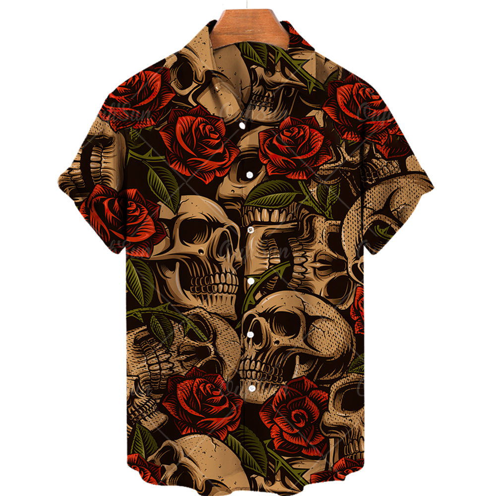 Men's Hawaiian Gothic Skull Shirt – Cotton Stretch