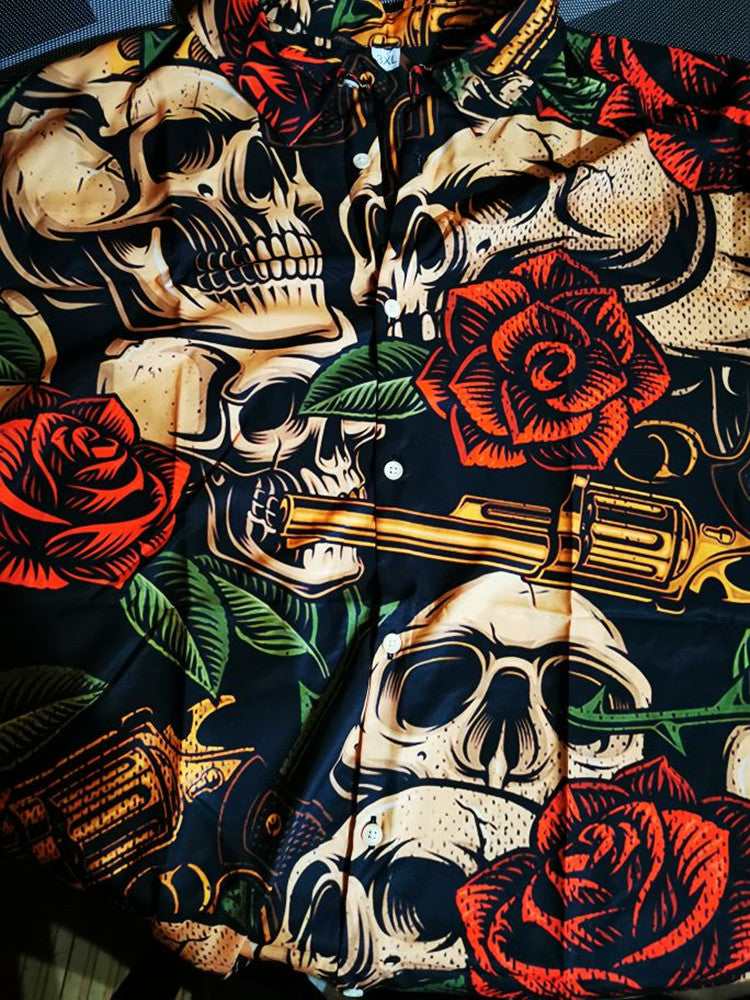 Men's Hawaiian Gothic Skull Shirt – Cotton Stretch