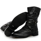 Men's Gothic Punk Rock Biker Boots – PU Leather