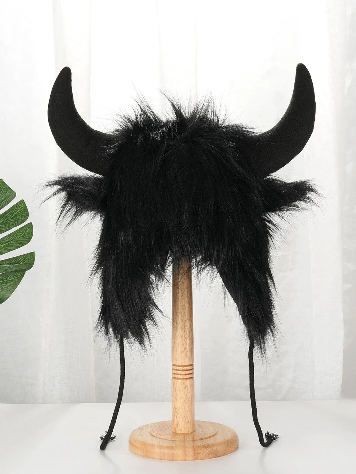 Black Gothic Faux Fur Winter Hat – 57cm