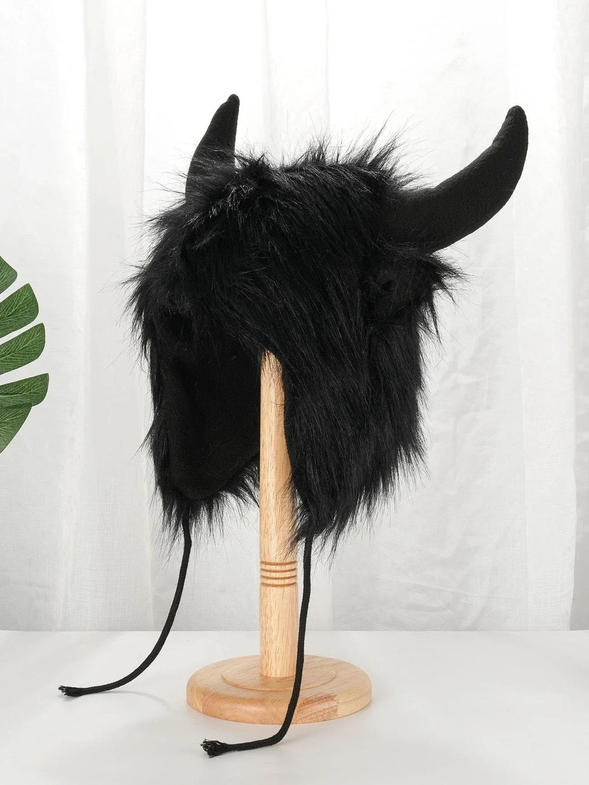 Black Gothic Faux Fur Winter Hat – 57cm