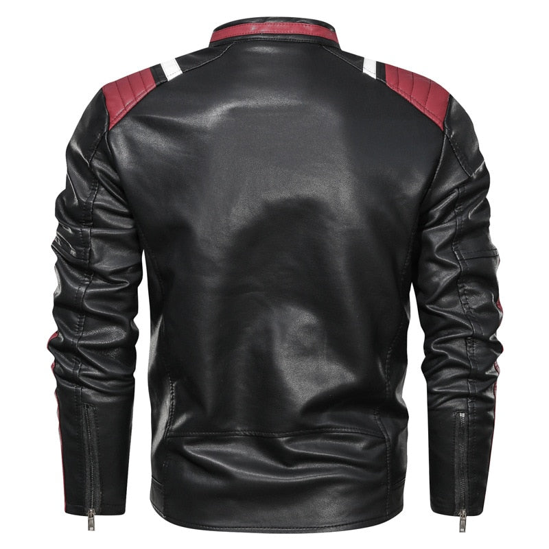 Men's Faux Leather Rider Jacket – Black, Red or Blue