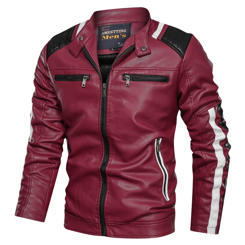 Men's Faux Leather Rider Jacket – Black, Red or Blue