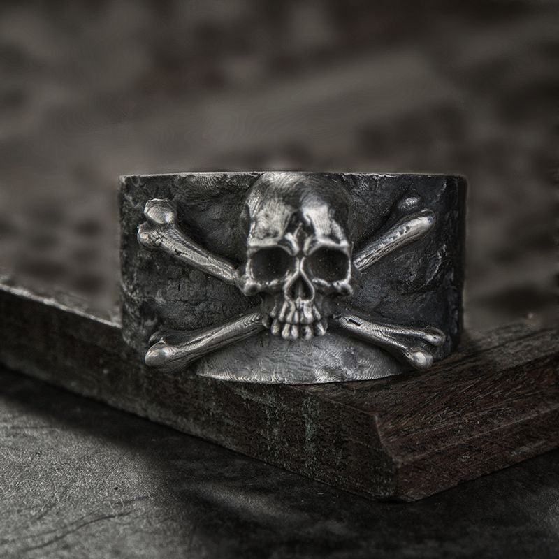 Men's Gothic Crossbones Skull Ring – Stainless Steel