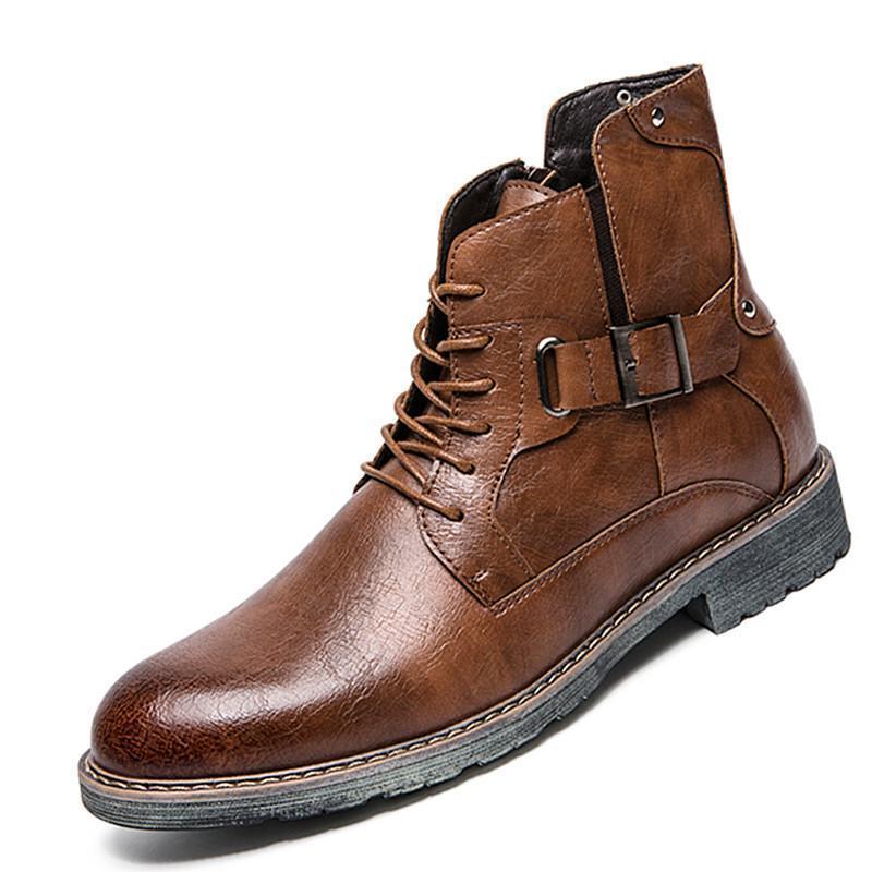 Men's Gothic Faux Leather Ankle Boots – Black & Brown