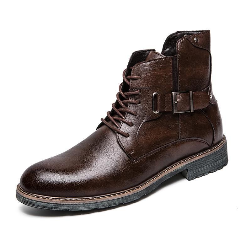 Men's Gothic Faux Leather Ankle Boots – Black & Brown