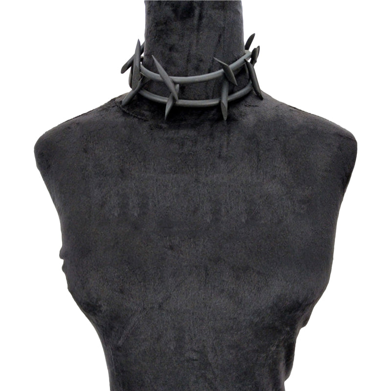 Gothic Spiked Necklace – Black Silicone