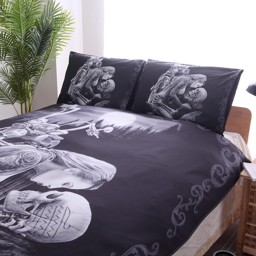 Motorcycle Skull Duvet Cover Set – Full to Super King