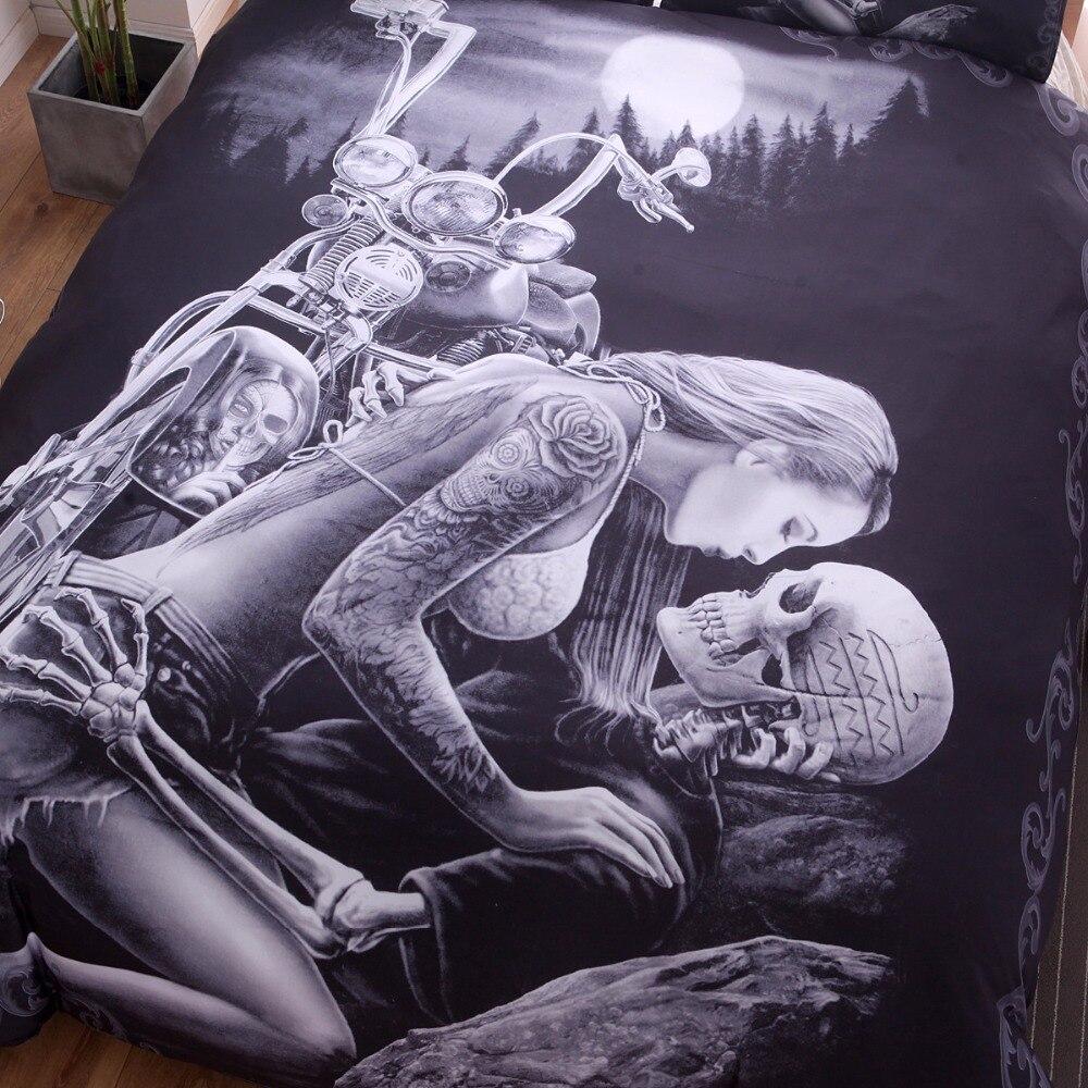 Motorcycle Skull Duvet Cover Set – Full to Super King