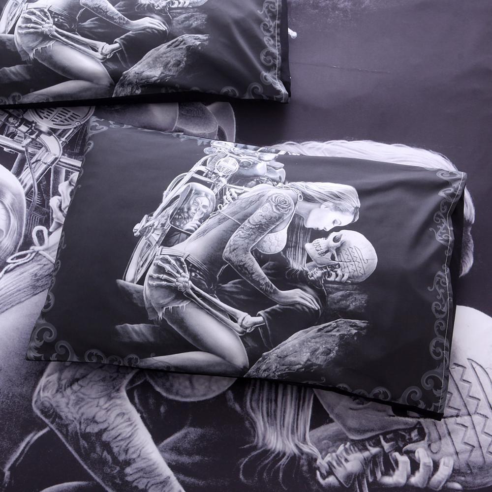 Motorcycle Skull Duvet Cover Set – Full to Super King