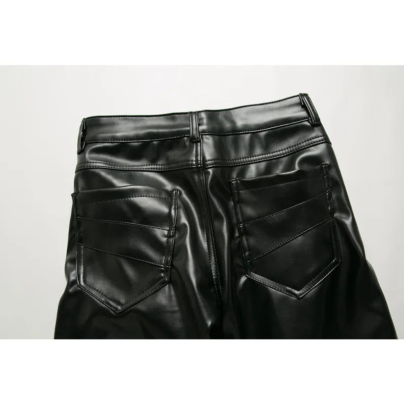 Men's Black Gothic Faux Leather Slim Pants
