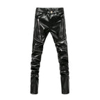 Men's Black Gothic Faux Leather Slim Pants
