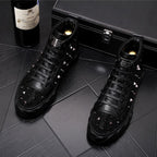 Men's Gothic Studded Rivet Casual Shoes – Black & White