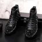 Men's Gothic Studded Rivet Casual Shoes – Black & White