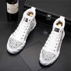 Men's Gothic Studded Rivet Casual Shoes – Black & White