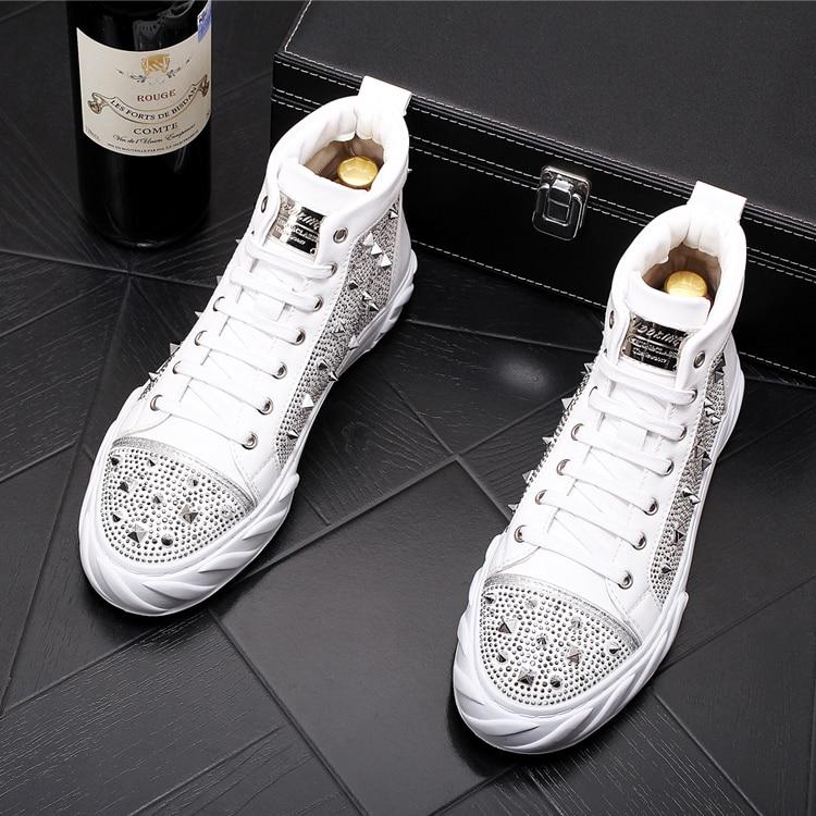 Men's Gothic Studded Rivet Casual Shoes – Black & White