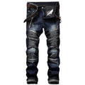 Men's Gothic Pleated Biker Jeans – Slim Fit