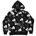 Women's Skull Hoodie – Black, Oversized Fit