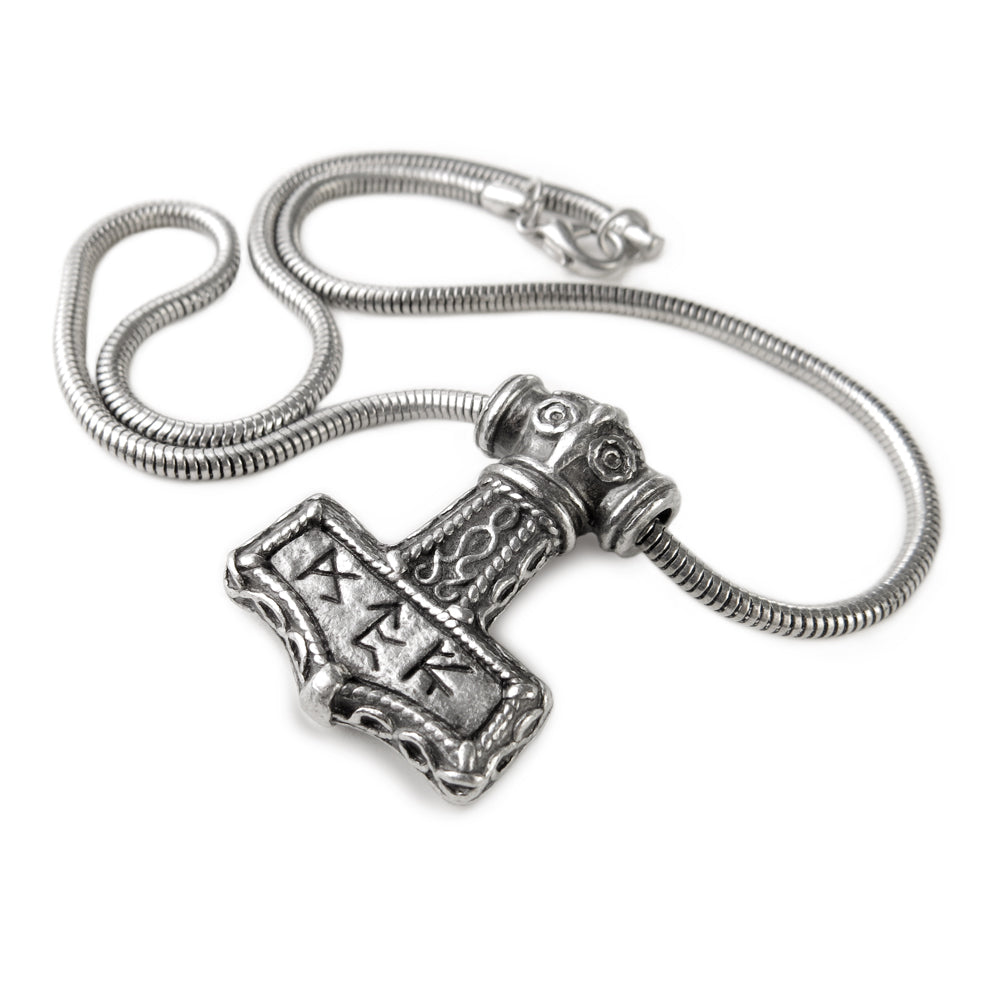 Gothic Viking Bindrune Thor's Hammer Pendant – Pewter