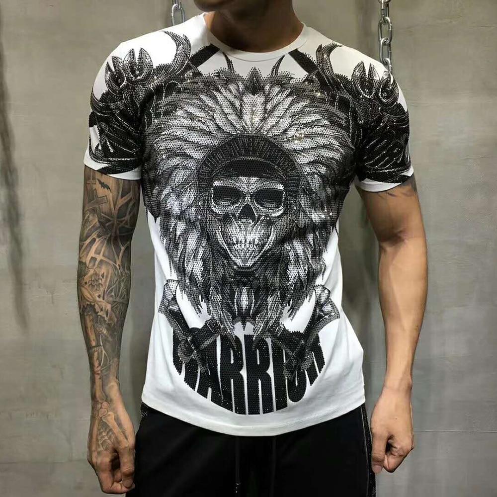 Men's Gothic Rhinestone Skull T-Shirt – Cotton