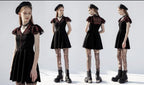 Women's Black & Red Plaid Skull Button Mini Dress – XS–4XL