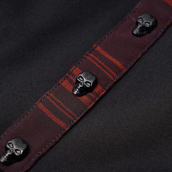 Women's Black & Red Plaid Skull Button Mini Dress – XS–4XL