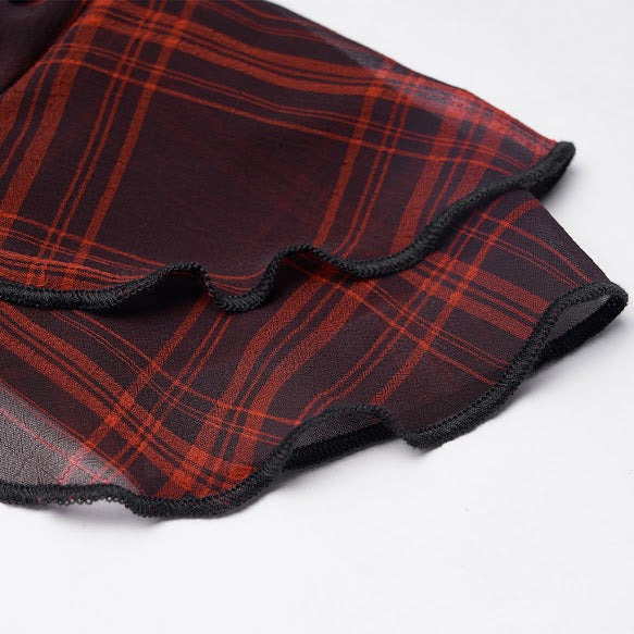 Women's Black & Red Plaid Skull Button Mini Dress – XS–4XL