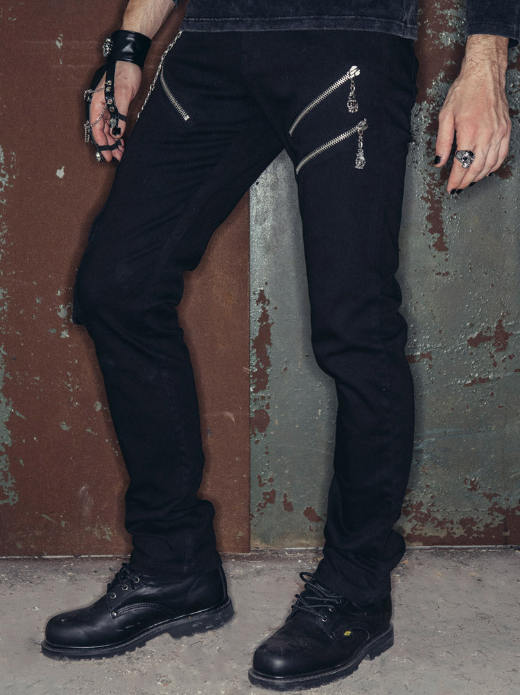 Men's Gothic Triple-Chain Trousers with Zippers